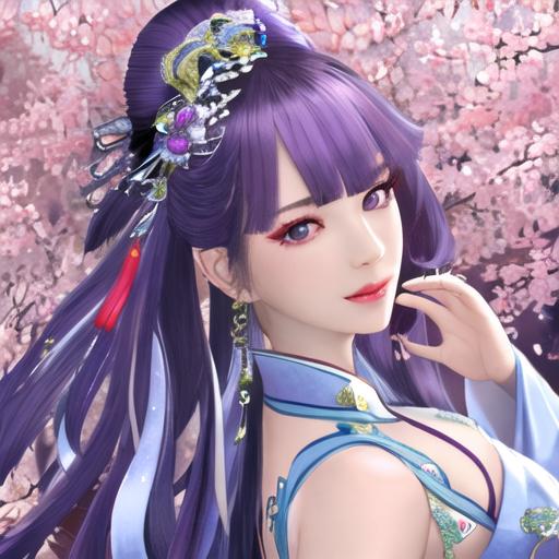 AI生图 蓝衣美女